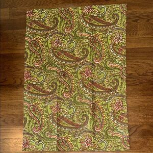 April Cornell Green, Gold, Cream & Red Paisley Print Tea or Kitchen Towel